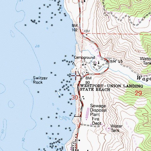 Topographic Map of Westport Cemetery, CA