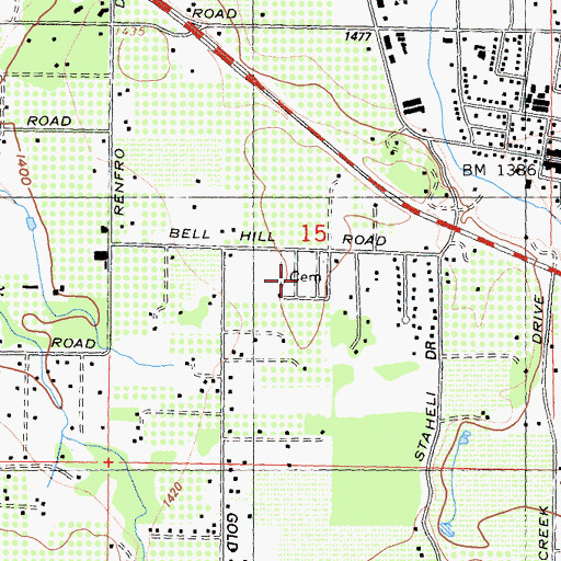 Topographic Map of Kelseyville Cemetery, CA