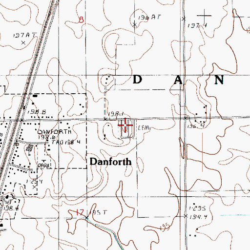 Topographic Map of Danforth Cemetery, IL