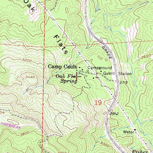 Topographic Map of Oak Flat Campground, CA
