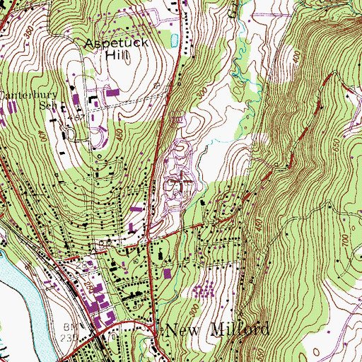 Topographic Map of Center Cemetery, CT