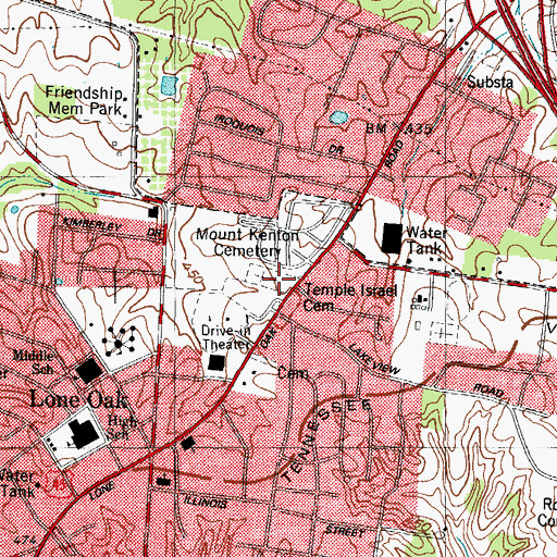Topographic Map of Temple Israel Cemetery, KY
