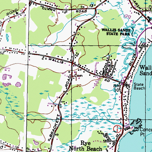 Topographic Map of Wallis Cemetery, NH