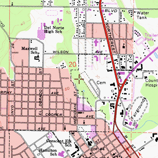 Topographic Map of Saint Josephs Catholic Cemetery, CA