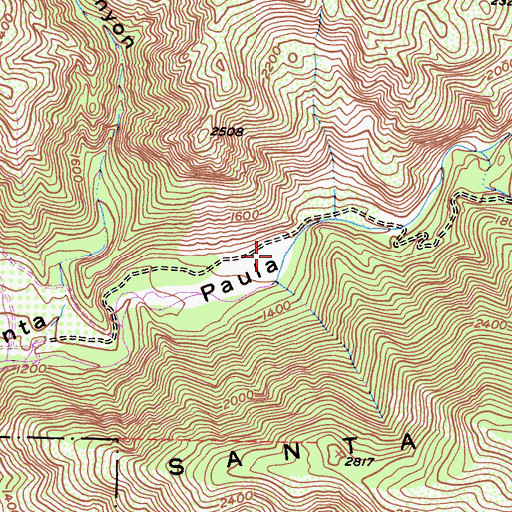 Topographic Map of Santa Paula Canyon Trail, CA