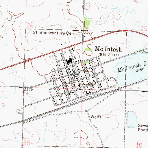 Topographic Map of McIntosh Police Department, SD