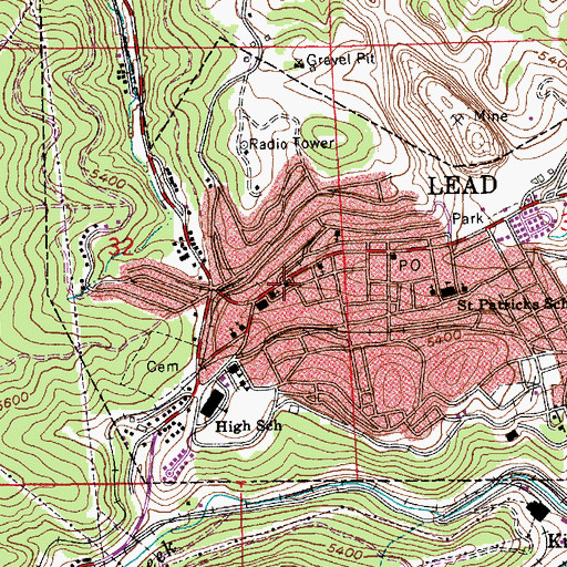 Topographic Map of Lead City Police Department, SD