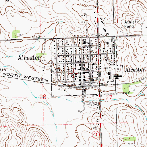 Topographic Map of Alcester Police Department, SD