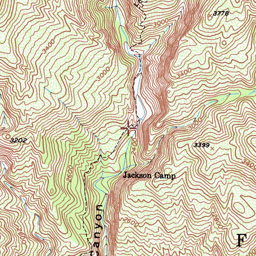 Topographic Map of Jackson Falls, CA