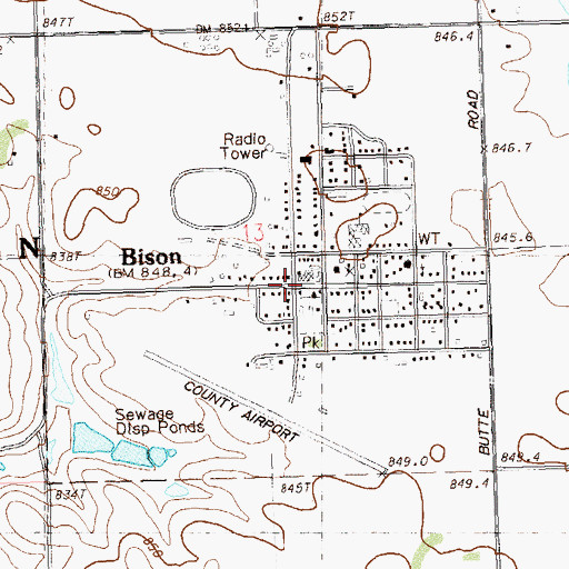 Topographic Map of Bison Police Department, SD