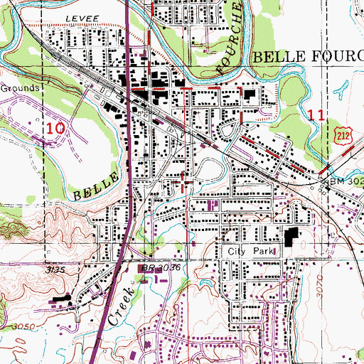 Topographic Map of Belle Fourche Police Department, SD