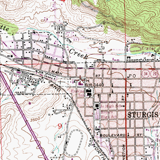 Topographic Map of Sturgis Police Department, SD