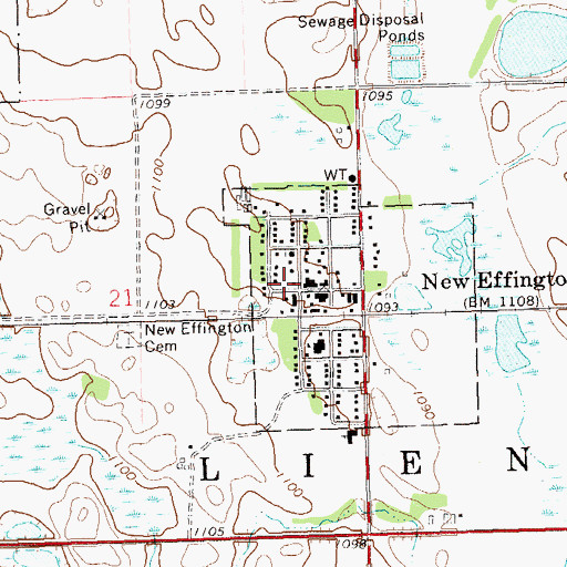 Topographic Map of New Effington Police Department, SD