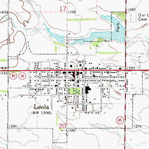 Topographic Map of Leola Police Department, SD