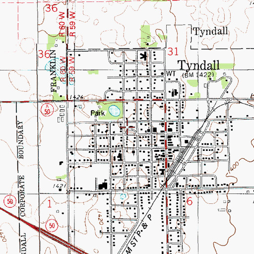Topographic Map of Bon Homme County Sheriff's Office, SD