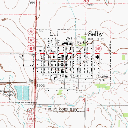 Topographic Map of Selby Police Department, SD