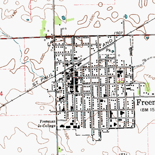 Topographic Map of Freeman Police Office, SD