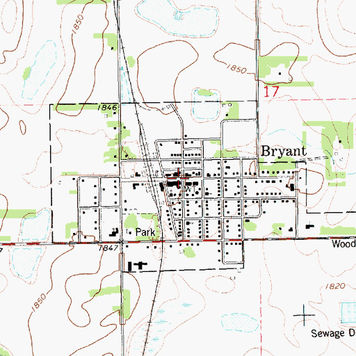 Topographic Map of Bryant Police Department, SD