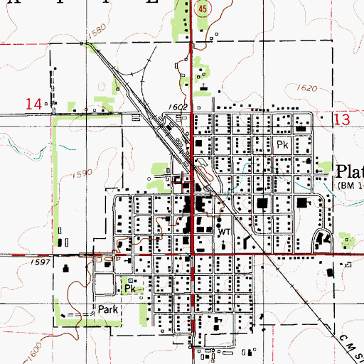 Topographic Map of Platte Police Department, SD
