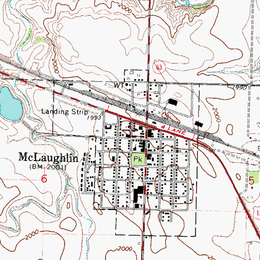 Topographic Map of McLaughlin Police Department, SD