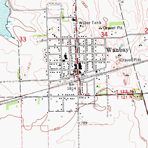 Topographic Map of Waubay Police Department, SD
