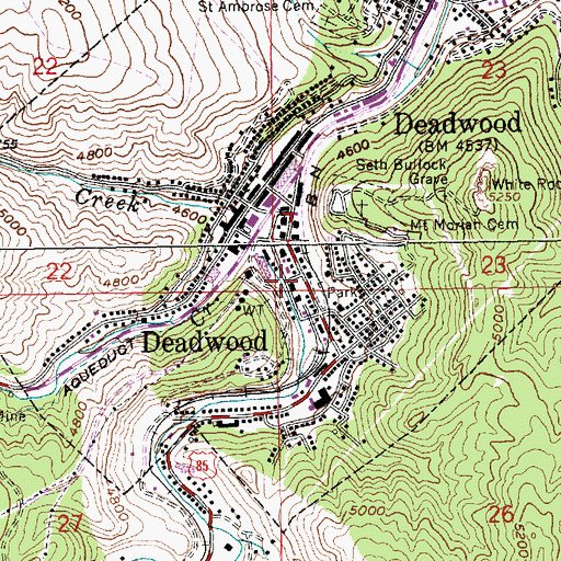 Topographic Map of Deadwood Police Department, SD