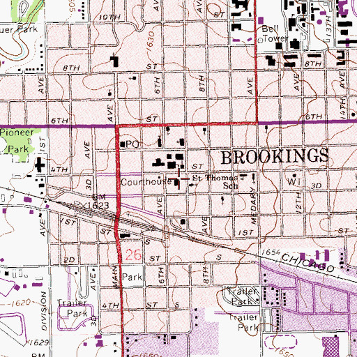Topographic Map of Brookings County Sheriffs Office, SD