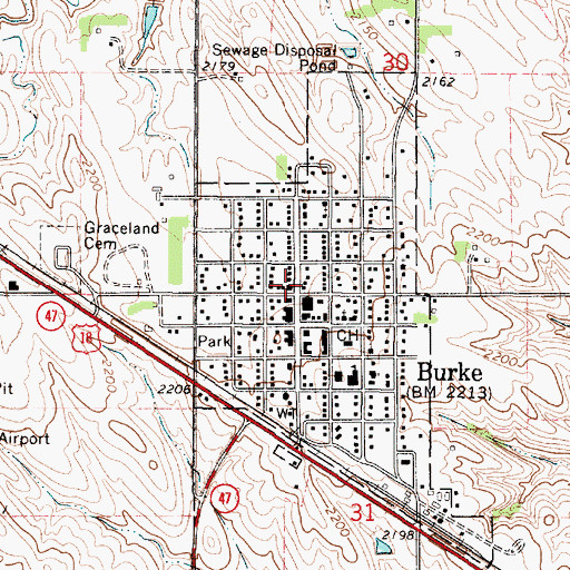 Topographic Map of Burke Police Department, SD