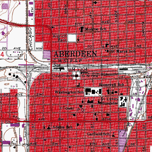Topographic Map of Brown County Sheriffs Office, SD