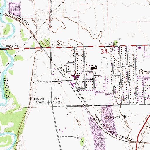 Topographic Map of Brandon Police Department, SD