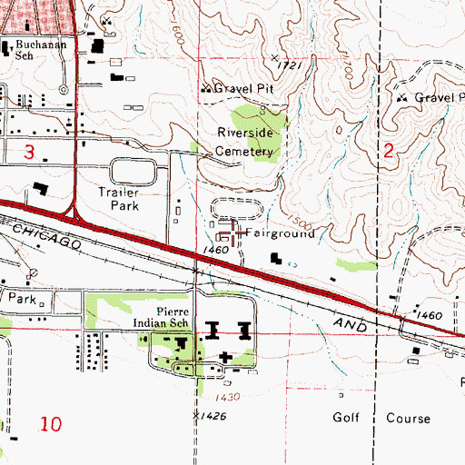 Topographic Map of Hughes County Sheriff, SD