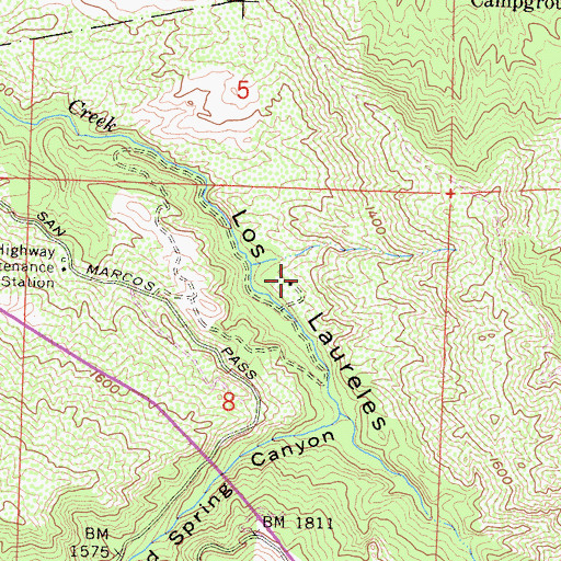 Topographic Map of Baptist Campground, CA