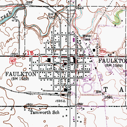 Topographic Map of Faulk County Sheriff, SD