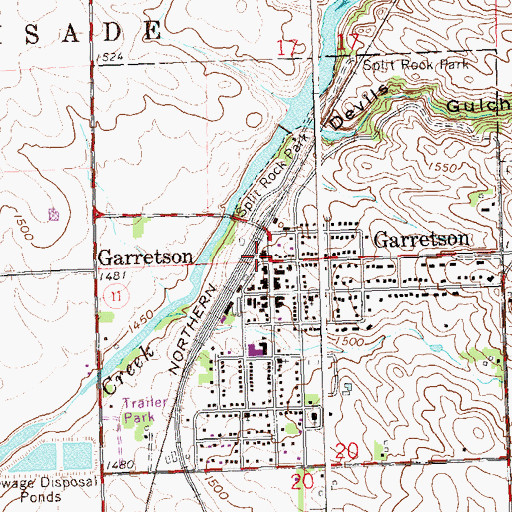 Topographic Map of Garretson Police Department, SD