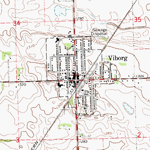 Topographic Map of Viborg Police Department, SD