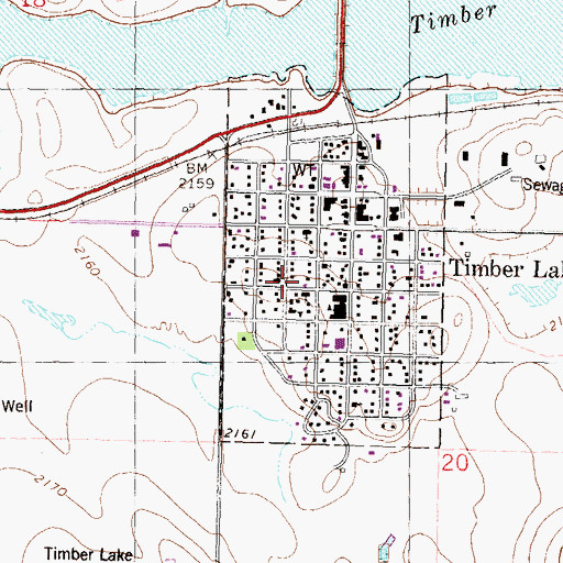 Topographic Map of Timber Lake Police Department, SD
