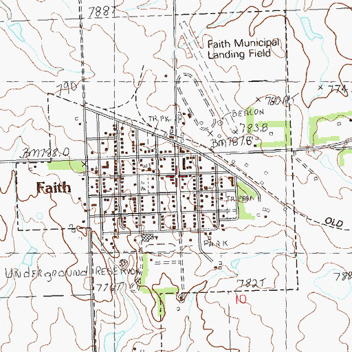 Topographic Map of Faith City Police Department, SD