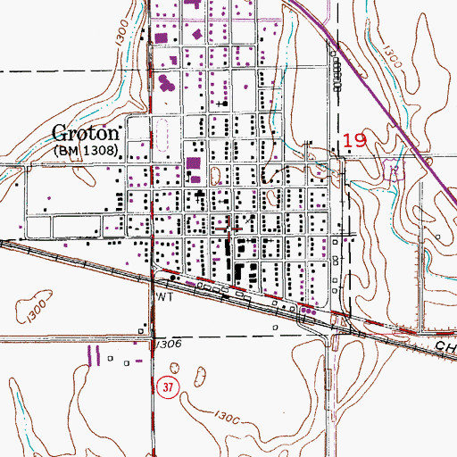 Topographic Map of Groton Police Department, SD