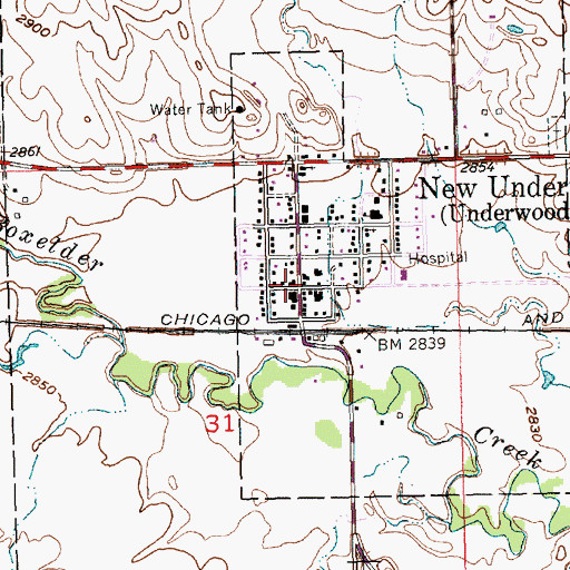 Topographic Map of New Underwood Police Department, SD