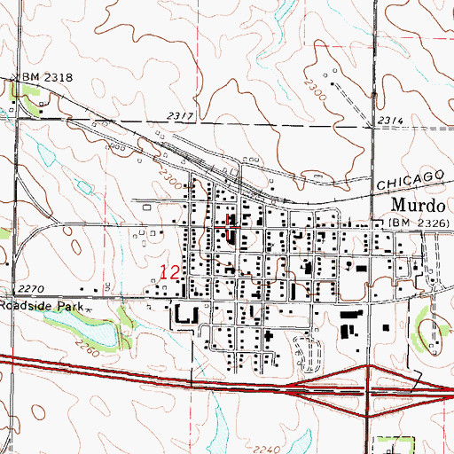 Topographic Map of Murdo Police Department, SD
