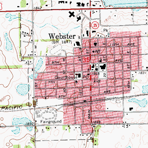 Topographic Map of Day County Sheriff's Office, SD