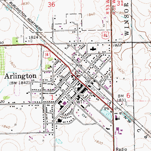 Topographic Map of Arlington Police Department, SD