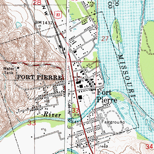 Topographic Map of Stanley County Sheriff, SD