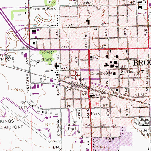 Topographic Map of Brookings Police Department, SD