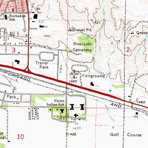 Topographic Map of Pierre Police Department, SD