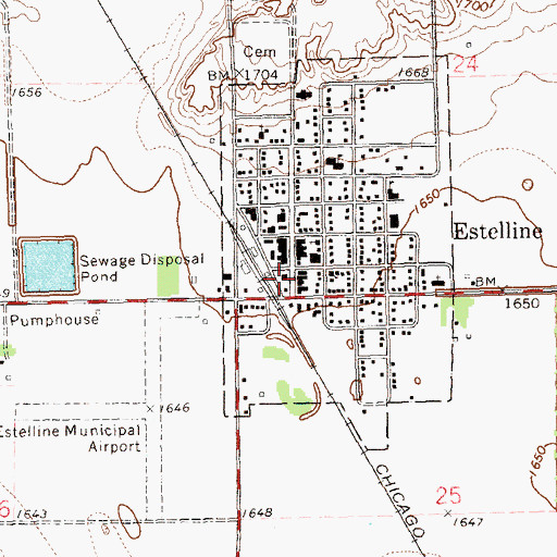 Topographic Map of Estelline Police Department, SD