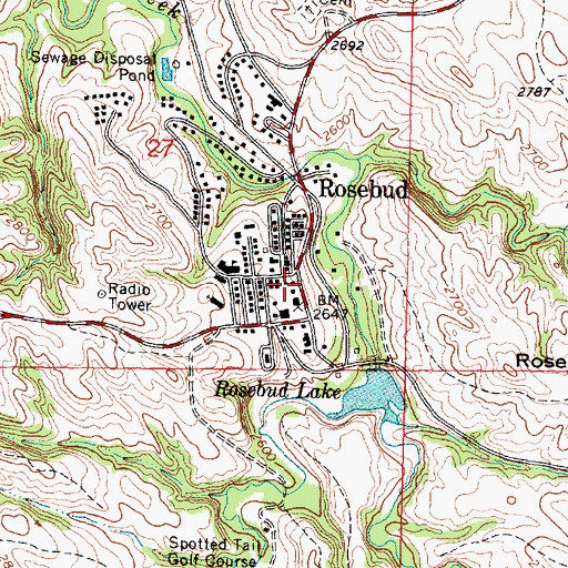 Topographic Map of Rosebud Agency Headquarters, SD