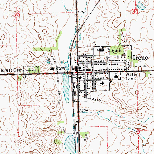 Topographic Map of Irene Police Department, SD