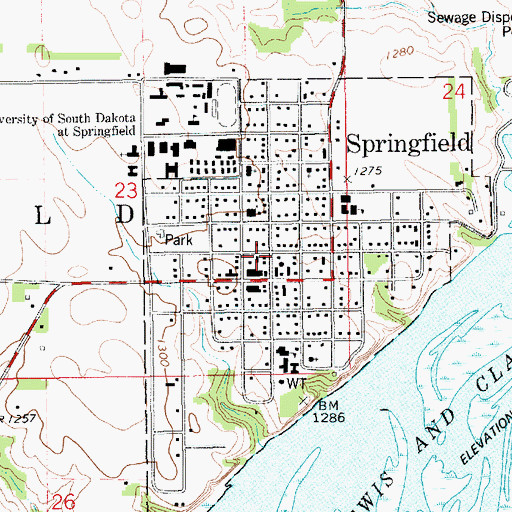 Topographic Map of Springfield Police Department, SD