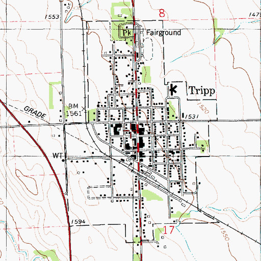 Topographic Map of Tripp Police Department, SD